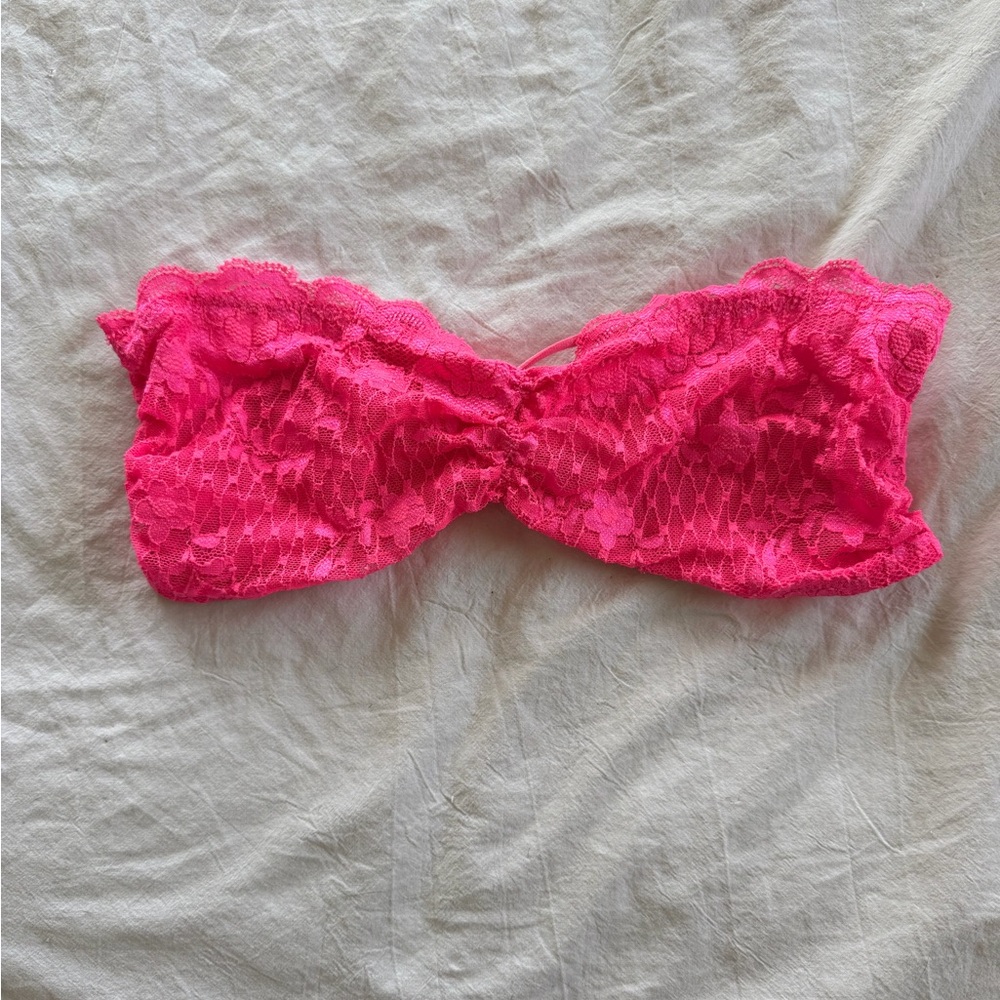 Free People Bright Pink Lace Bandeau | S | Lingerie